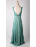 Dusty Blue Chiffon Twist Front Sleeveless Bridesmaid Dress